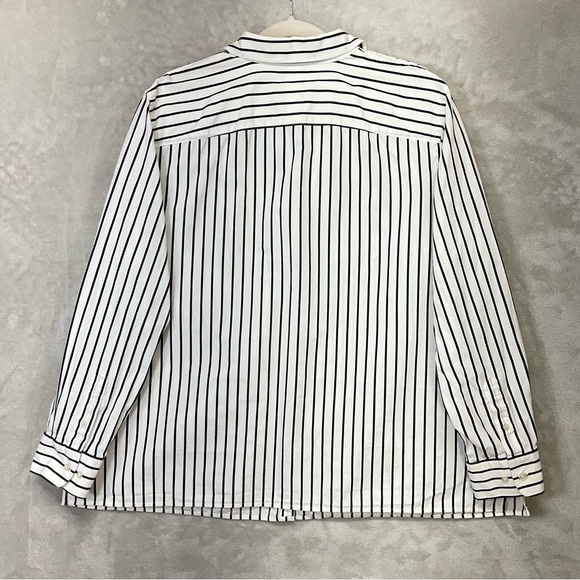 Lauren Ralph Lauren Stripe Button Down Shirt Top Womens 2X Black & White - Picture 4 of 5